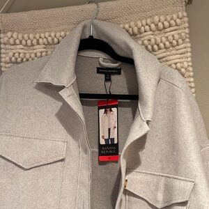 Banana Republic Light Gray Wool-Blend Shacket
